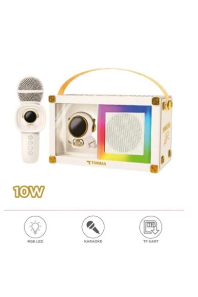 Taşınabilir RGB Işılı Sevimli Figürlü Mikrofonlu Karaoke Bluetooth Hoparlör - 5