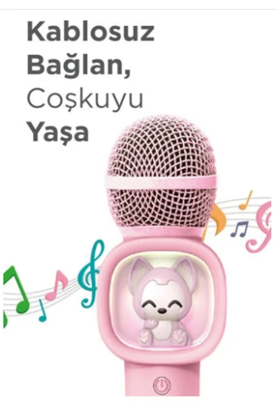 Taşınabilir RGB Işılı Sevimli Figürlü Mikrofonlu Karaoke Bluetooth Hoparlör - 8
