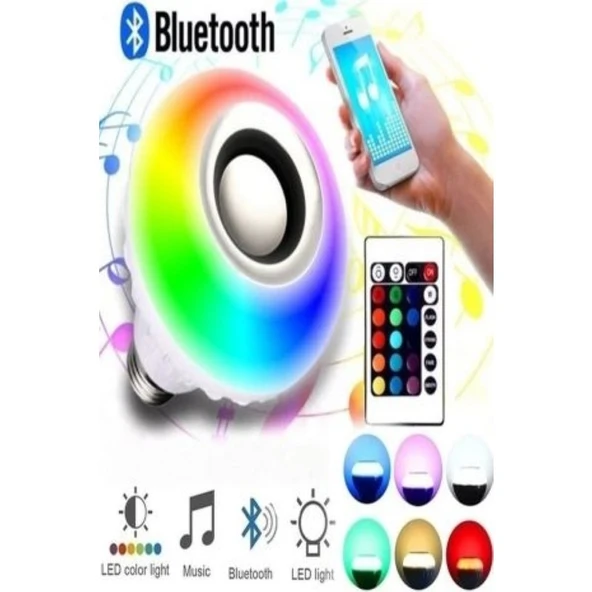 Runedo Bluetooth Hoparlör LED Lamba Rgb Bluetooth LED Ampul Hoparlör Uzaktan Kumandalı - 3