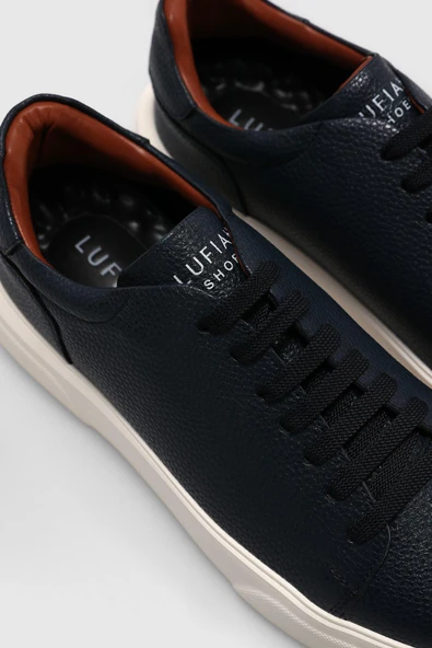 Lufian Tommy Lacivert Erkek Deri Sneaker - Resim 3