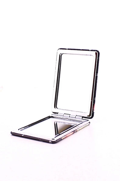 Kelebak Tasarımlı Simli Büyüteçli Pratik Mini Cep Çanta Makyaj Aynası - 3