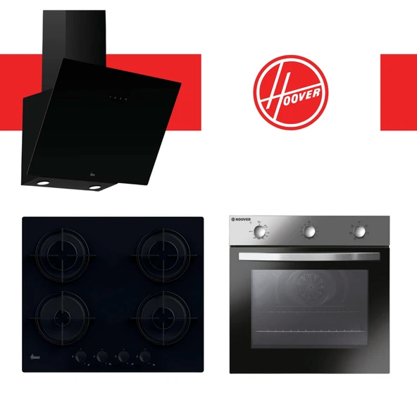 Hoover Meritay Ankastre Set (HDG6C1GBTK + HVW6MBB + HON602X-TN) ürün görseli 1