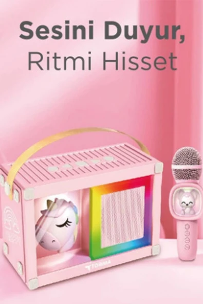 Taşınabilir RGB Işılı Sevimli Figürlü Mikrofonlu Karaoke Bluetooth Hoparlör - 4