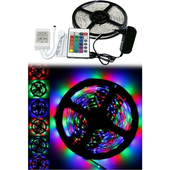 EC Shop LED Animasyonlu Tak Çalıştır Kumandalı Trafolu Rgb Şerit Işık Aydınlatma 5 Metre - 2