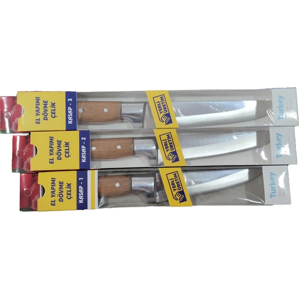 Bıçak Fuarı El Yapımı 3'lü Bıçak Seti Kurban Seti Kasap Seti ürün görseli 1