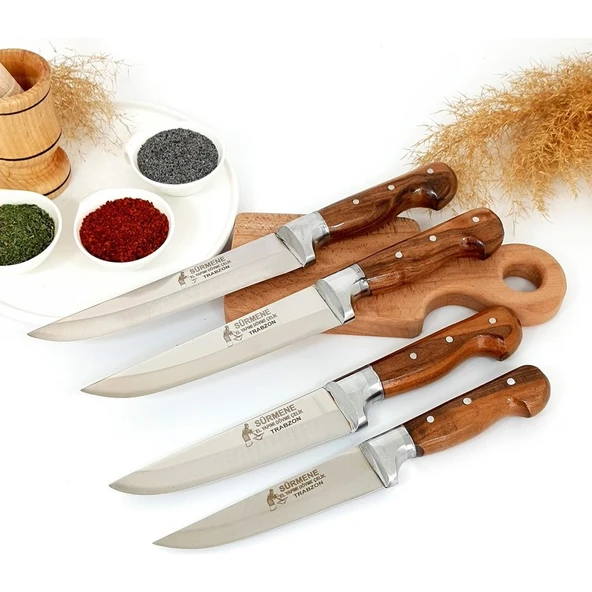 Sürmene Bıçak Seti Mutfak Kasap Kurban Bıçağı El Yapımı 4'lü Set - Resim 3