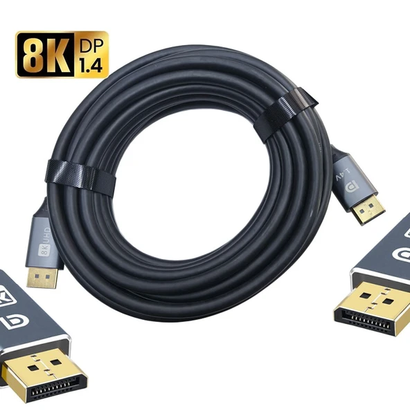 8k UHD v1.4 display kablo 8k display port erkek erkek kablo 7m - Resim 5