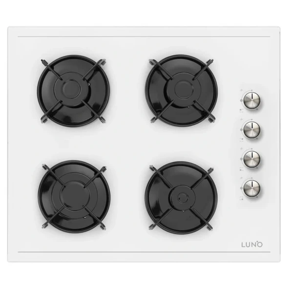 LUNO Beyaz Cam Ankastre Set - 3481W Davlumbaz - L638W01 Ocak - F502W01 Fırın - 3