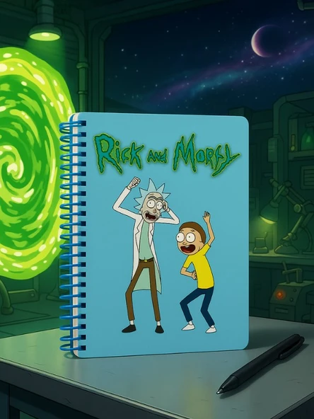 Rick and Morty Temalı Spiral Kareli Defter – 80 Yaprak / 160 Sayfa – 18x24 cm ürün görseli 1