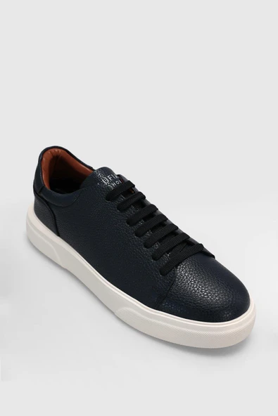 Lufian Tommy Lacivert Erkek Deri Sneaker - Resim 2