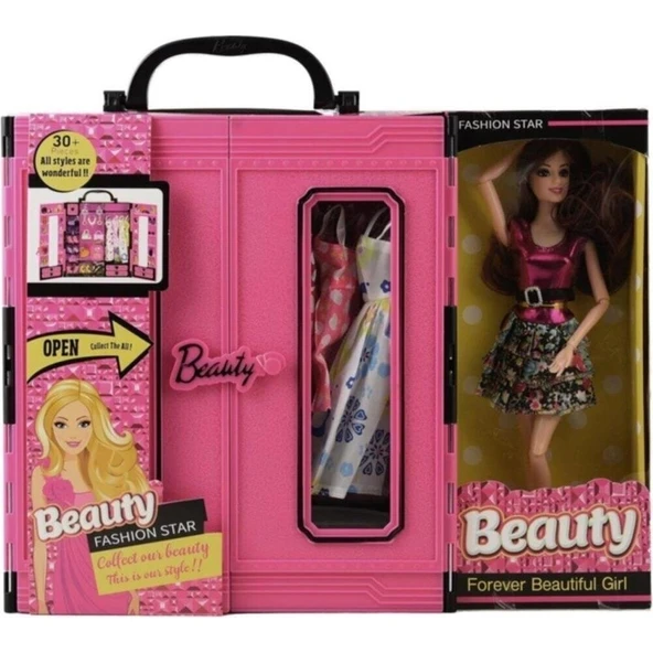 Tuka Shopping Oyuncak Pembe Barbie Gardrop Çanta 30 Parça Aksesuarlı - Tuka - 3