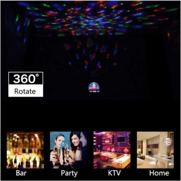 EC Shop Şhn'shopping Renkli LED Döner Başlıklı Disko Topu Ampul Gece Lambası 3 Watt E27 Duylu Renkli Disco Ampul - 4