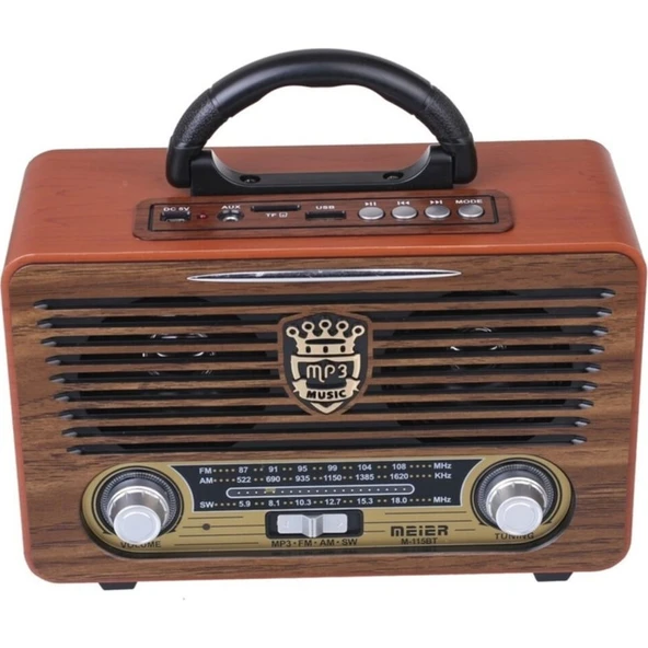 Meirer M115 Dvs USB Sd Bluetooth Nostaljik Radyo - Resim 3