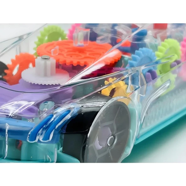 Apexma Eğlenceli Işıklı ve Sesli Şeffaf Araba - Işıklı ve Müzikli Çarklı Şeffaf Araç - Resim 4