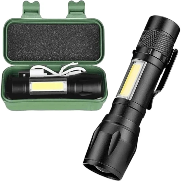 pasajdanal Pasajdanal 10 Adet Özel Kutusunda Şarjlı Zoomlu Mini El Feneri Polis El Feneri - Resim 2