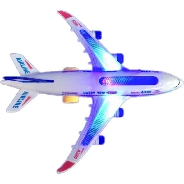 Happy Toys Hareketli Pilli Işıklı Sesli Uçak Airbus Pilli Oyuncak - Resim 3