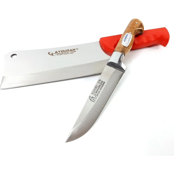 Sürmene Mutfak Kasap Bıçağı Satır Zırh 2'li Set Orj. El Yapımı - Resim 3