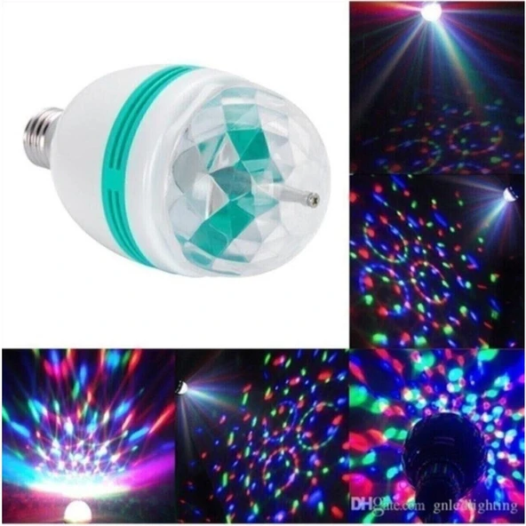 EC Shop Şhn'shopping Renkli LED Döner Başlıklı Disko Topu Ampul Gece Lambası 3 Watt E27 Duylu Renkli Disco Ampul - 5