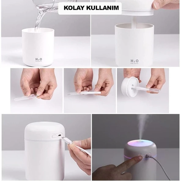 Adm Store Işıklı Hava Nemlendirici Buharlı 300 ml Ultrasonik Bebek Çocuk Odası Ortam Hava Nemlendirici - 3