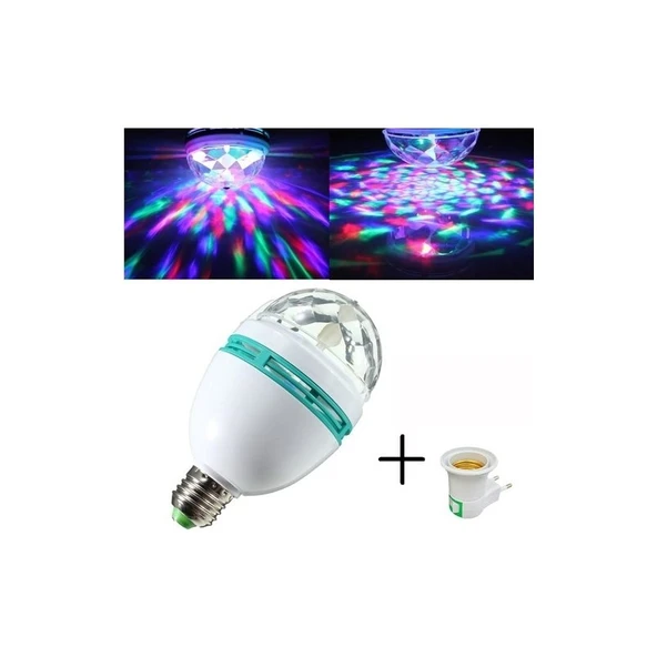 Shavers E27 Renkli LED Döner Başlıklı Disko Topu Ampul 3 W - 2