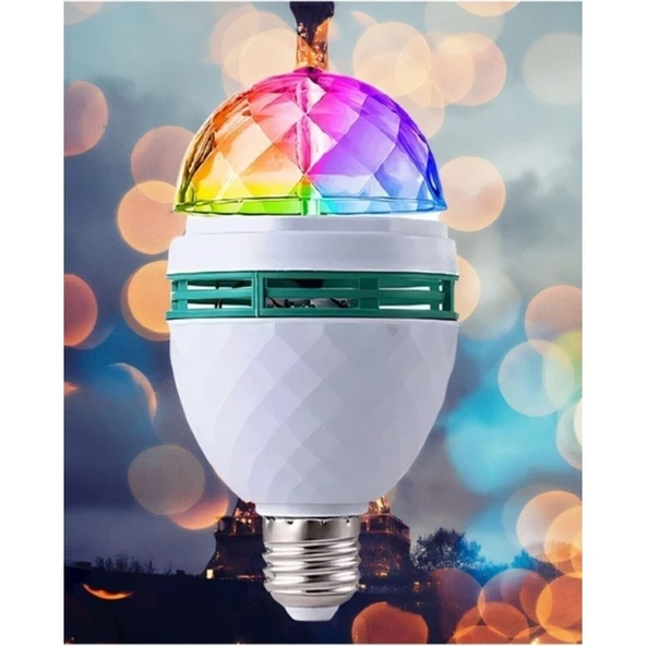 EC Shop Şhn'shopping Renkli LED Döner Başlıklı Disko Topu Ampul Gece Lambası 3 Watt E27 Duylu Renkli Disco Ampul