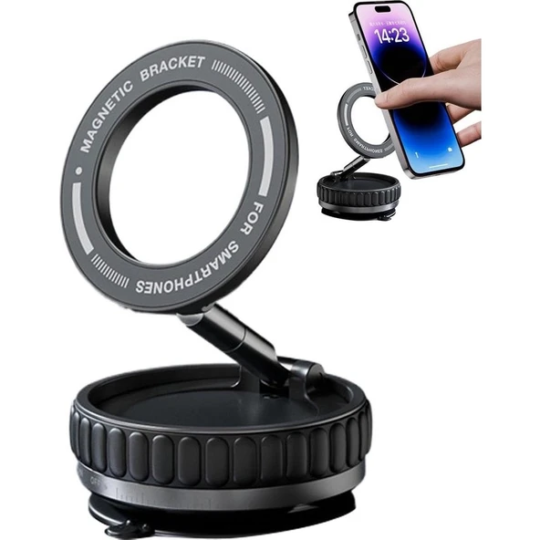 Arell Teknoloji l Vakumlu Telefon Tutucu 360° Oynar Başlıklı Sökülebilir Mıknatıslı Araç Içi Tutucu - K11 - Resim 3