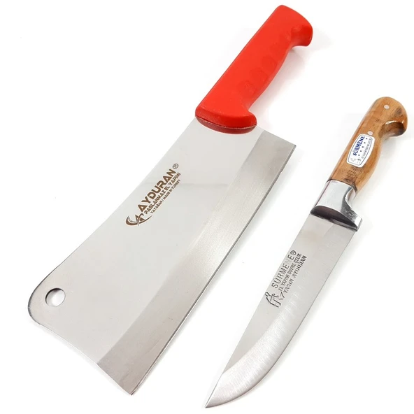 Sürmene Mutfak Kasap Bıçağı Satır Zırh 2'li Set Orj. El Yapımı ürün görseli 1