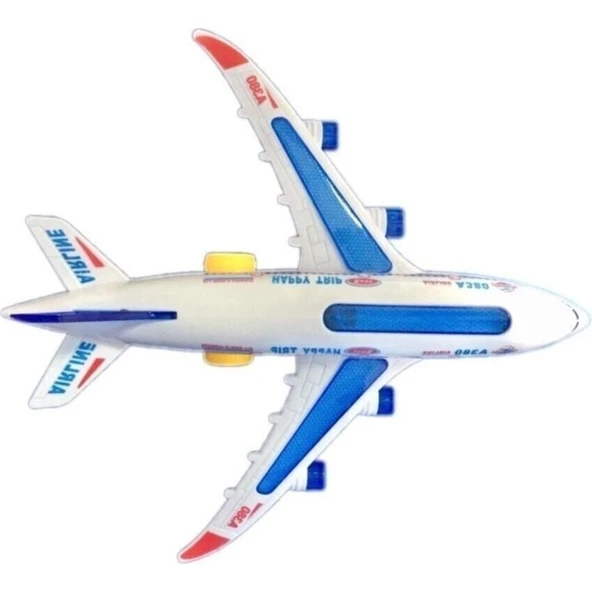 Happy Toys Hareketli Pilli Işıklı Sesli Uçak Airbus Pilli Oyuncak - Resim 4