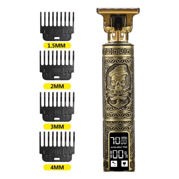 Xnews Vintage T9 Elektrikli Şarj Edilebilir Tıraş Makinesi Şık Tasarım Dijital Gösterge Kablosuz Rahat Kullanım ürün görseli 1