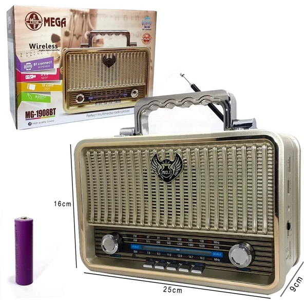 MEGA MG-1908BT Nostaljik Radyo ürün görseli 1