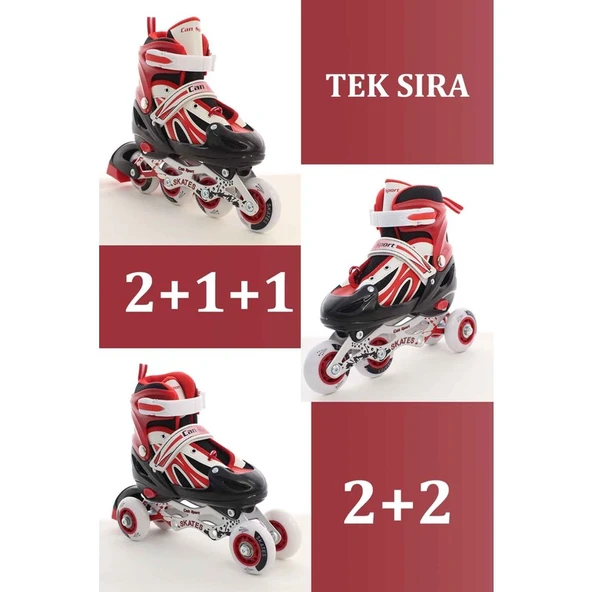 Toyaş Kırmızı Ayarlanabilir 2+2 Işıklı Metal Alıştırma Pateni Taşıma Çantalı - 2