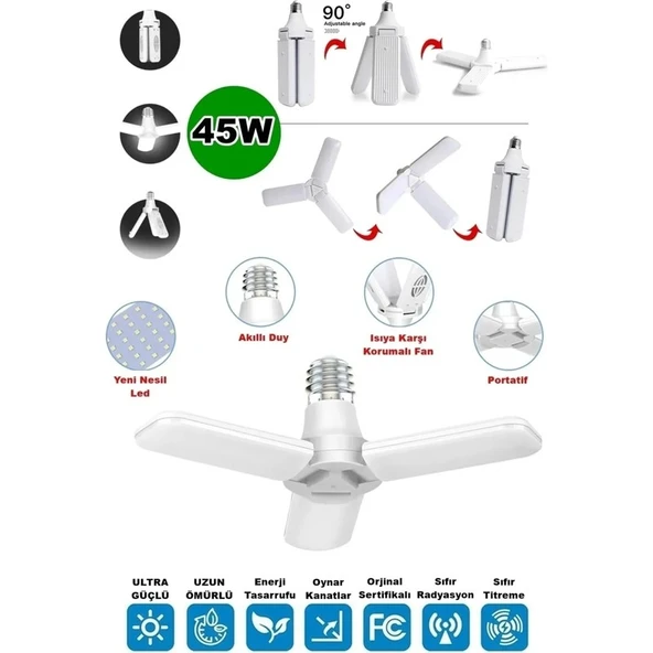 Volemi Pervane LED Ampul 45 W E27 Duy 4500 Lm Beyaz Güçlü Işık - 2