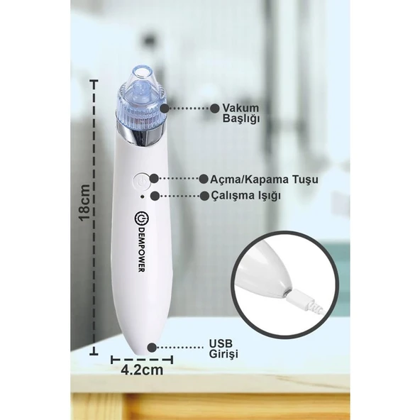 Dempower XN-8030 Şarjlı Vakumlu Yüz Temizleme Cihazı Siyah Nokta Temizleme Cihazı - 2