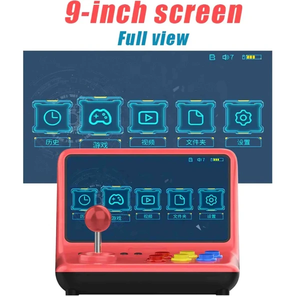 Beemen A12 Masaüstü Retro Oyun Konsolu Atari Makinası 9 Inç Ekran Çift Kol 5000 Oyun - Resim 4