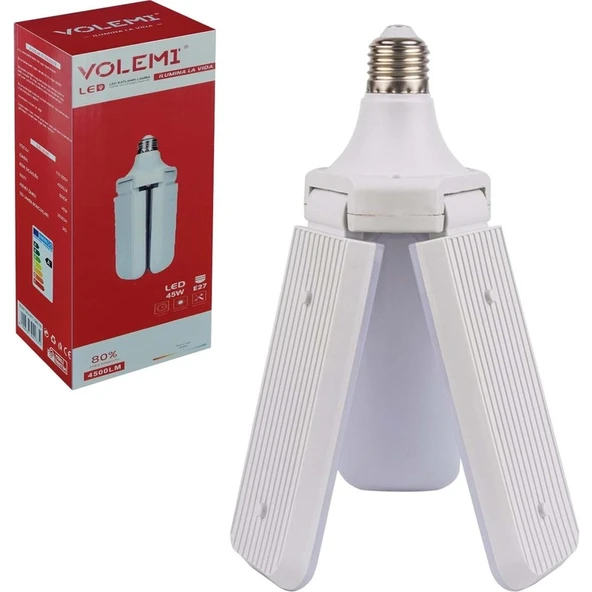 Volemi Pervane LED Ampül 3 Kanatlı 220V 45W 4500 Lümen Beyaz E27 Volemı