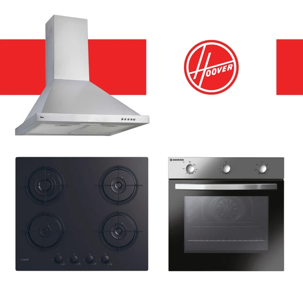 Hoover & Candy Delphora Ankastre Set (HCH6MXTK + CVW6BB + HON602X-TN) ürün görseli 1