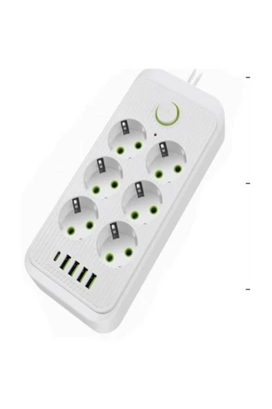 VEA Altılı 4 Usb + Type-C Beyaz Akım Korumalı Priz 21564 - Resim 2