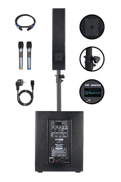 Hepa Merz Handfest Line Array Mikrofonlu Ses Sistemi Aktif Subwoofer + Line Hoparlör 2000W - 2