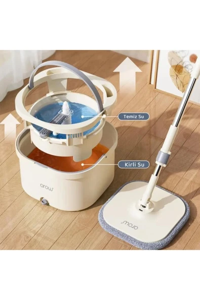 Temiz Kirli Su Ayırabilen 2 Yedek Bezli Mop Seti(TEMİZLİK BEZİ HEDİYELİ) - Resim 4