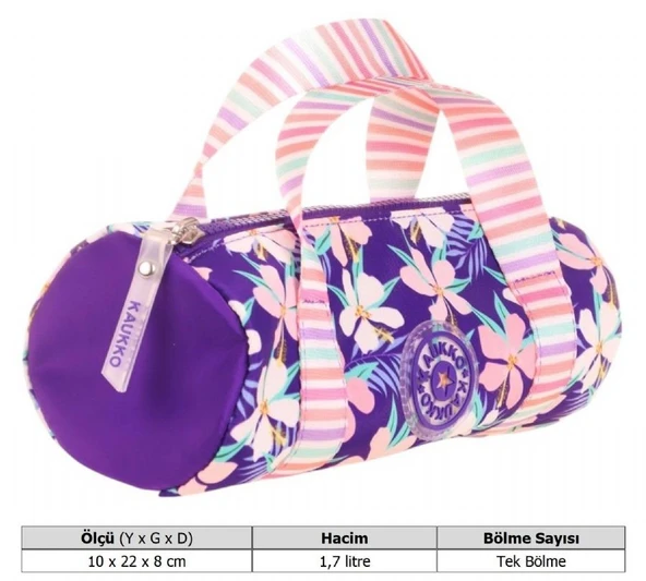 Kaukko Kız Çocuk Tek Bölme Taşıma Askılı Kalem Çantası - Mor - K2596 - Resim 3