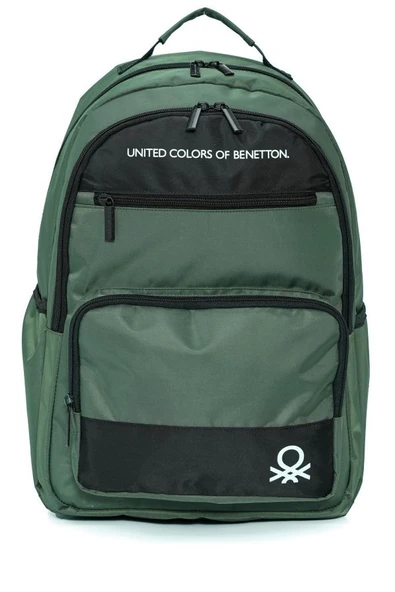 United Colors Of Benetton Unisex Okul, Günlük ve Seyahat Sırt Çantası - Haki - Siyah - 20818 - Resim 6