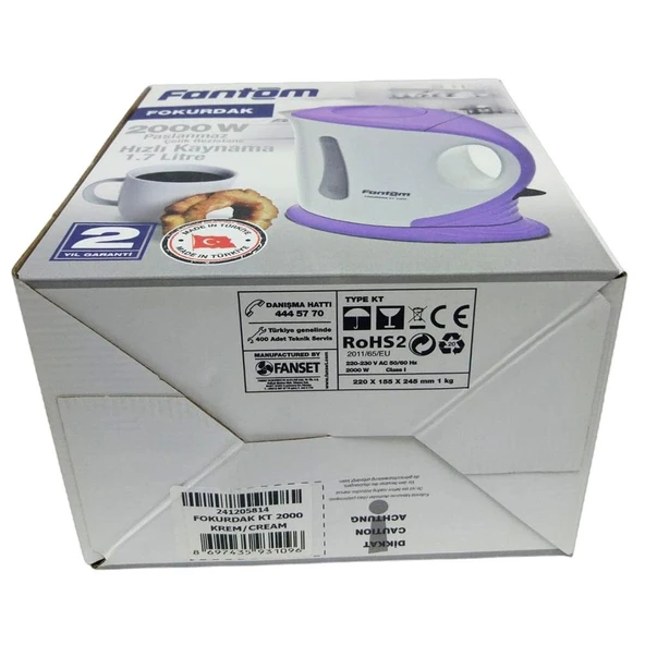 Fantom Fokurdak KT 2000 Kettle Su Isıtıcı Krem 1.7 Lt - 2
