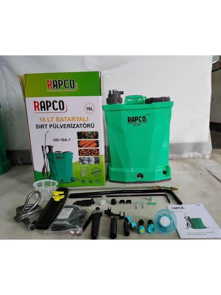 Rapco Turbo Şarjlı Ve Kollu Sırt Tipi İlaç Pompası Akülü İlaçlama Makinesi 16 L - Resim 2