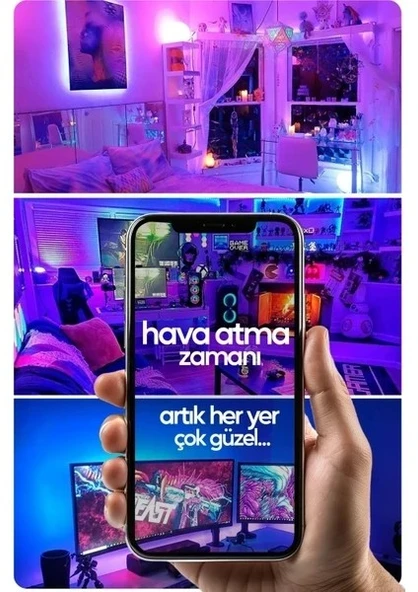 Şerit LED 5 Metre Animasyonlu Tak Çalıştır Kumandalı Trafolu Rgb Şerit Işık Ambiyans - 2