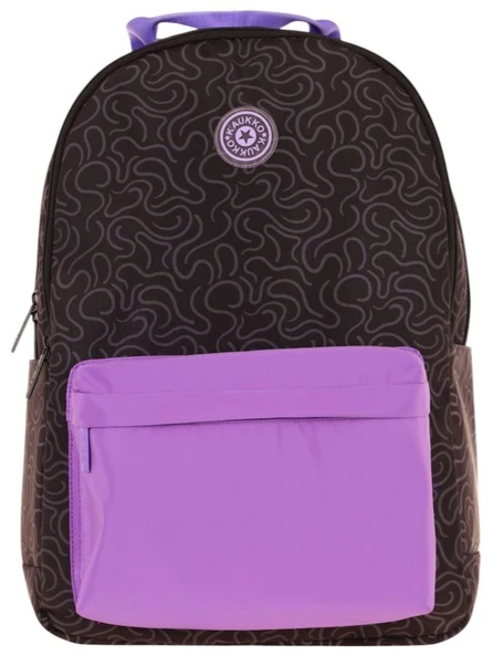 Kaukko Double Colors Üç Bölmeli Kız Çocuk Okul ve Günlük Sırt Çantası - Siyah Mor - K1837 - Resim 2