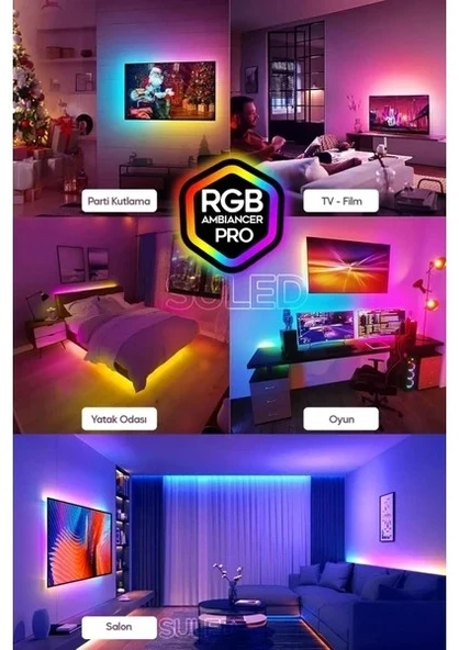 Şerit LED 5 Metre Animasyonlu Tak Çalıştır Kumandalı Trafolu Rgb Şerit Işık Ambiyans - 1
