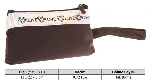 Kaukko Mirror Cüzdan Tipi Tek Bölmeli Kız Çocuk Okul Kalemliği - Siyah - K2752 - 3