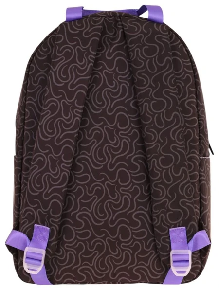 Kaukko Double Colors Üç Bölmeli Kız Çocuk Okul ve Günlük Sırt Çantası - Siyah Mor - K1837 - Resim 3