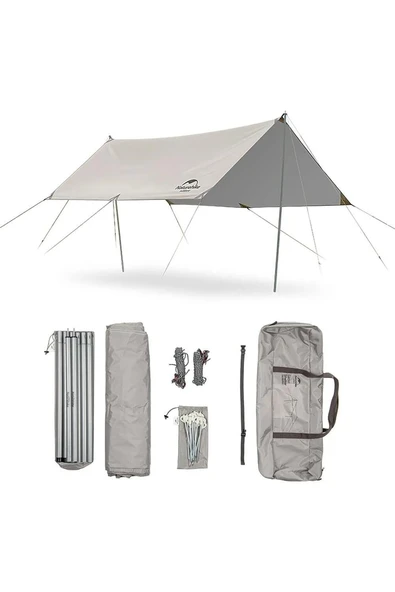 Naturehike Square Glamping 3x5 mt Tarp [Güneş ve Rüzgar Koruma Tentesi] Quicksand Gold/Light Coated Silver - 2