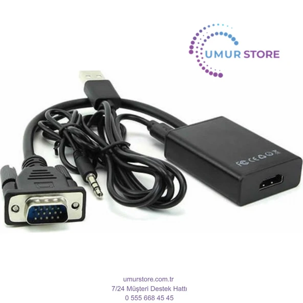 Vga To Hdmi Kablo Dönüştürücü Görüntü Ve Ses Çevirici ürün görseli 1